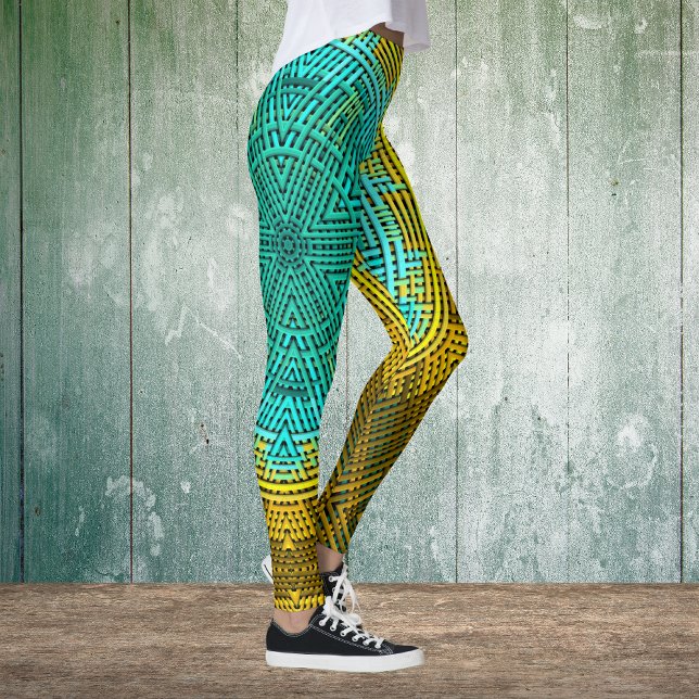 Leggings Weer Mandala bleu et jaune (Créateur téléchargé)