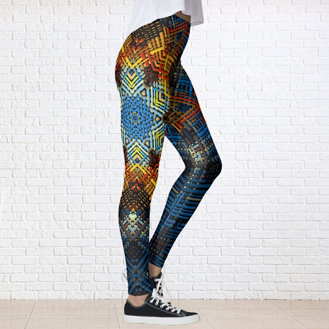 Leggings Weer Mandala bleu jaune et rouge (Créateur téléchargé)