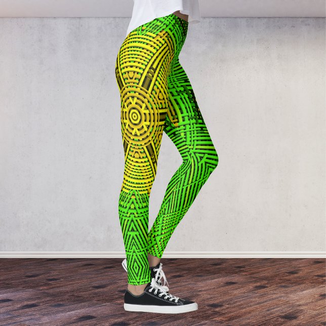 Leggings Weer Mandala jaune et vert (Créateur téléchargé)