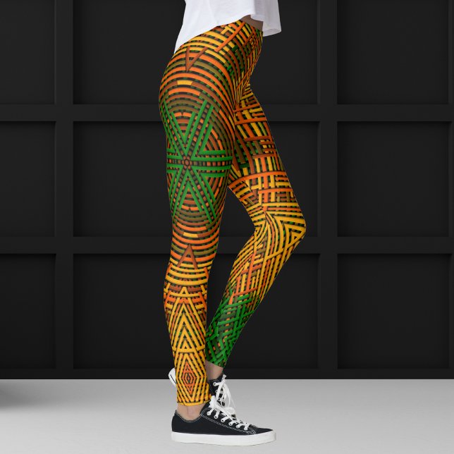 Leggings Weer Mandala jaune orange et vert (Créateur téléchargé)