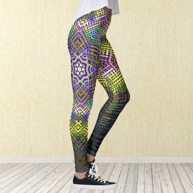 Leggings Weer Mandala jaune rose et vert (Créateur téléchargé)