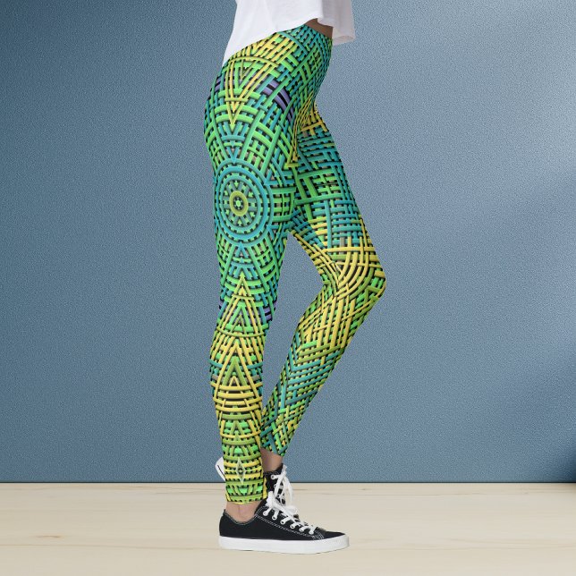 Leggings Weer Mandala jaune vert et bleu (Créateur téléchargé)