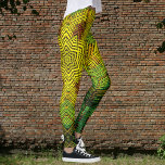 Leggings Weer Mandala jaune vert et orange<br><div class="desc">Ce mandala funky est décoré de jaune,  vert et orange dans un style de tissage en panier. Des visuels psychédéliques pour l'hippie moderne ou toute personne qui aime les couleurs super.</div>