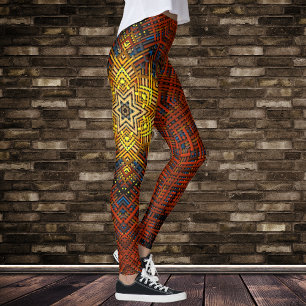 Leggings Weer Mandala orange jaune et bleu