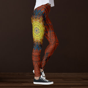 Leggings Weer Mandala orange jaune et bleu