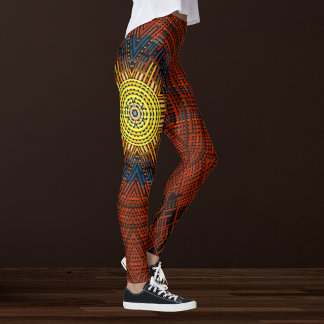Leggings Weer Mandala orange jaune et bleu