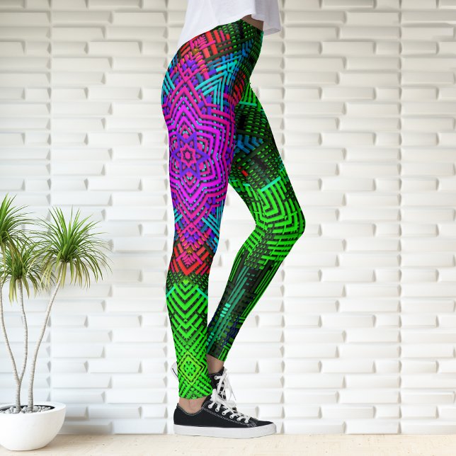 Leggings Weer Mandala rose bleu et vert (Créateur téléchargé)