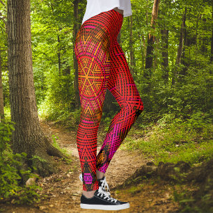 Leggings Weer Mandala rouge rose et jaune
