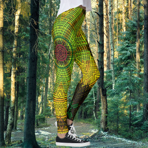 Leggings Weer Mandala vert jaune et rouge