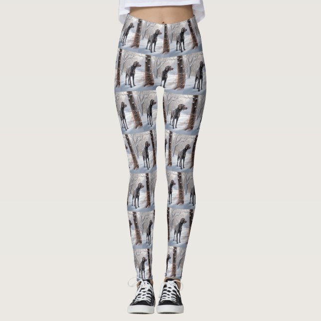 Leggings Weimaraner Qu'il neige Noël (Devant)