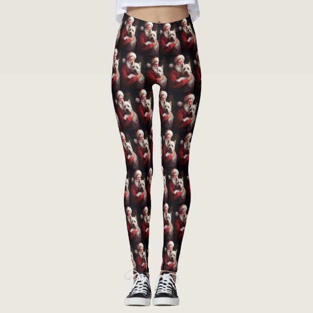 Leggings West Highland White Terrier Santa Claus Noël (Devant)