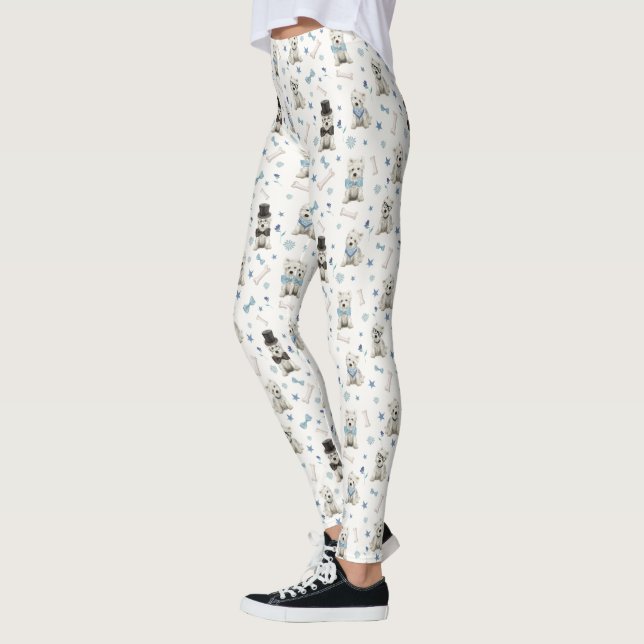 Leggings Westies blancs fantaisistes avec accessoires (Gauche)
