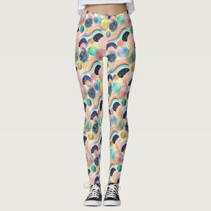 Leggings Whimsical Pastel Rainbow Waves & Parties scintilla