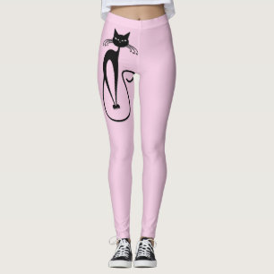 Leggings Whimsical Skinny Chat noir rose