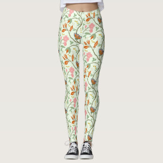 Leggings Whimsical Trailing Folk Art Floral