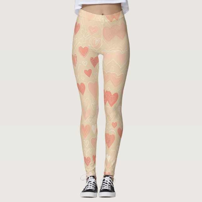 Leggings Whimsy Hearts au Pastel (Devant)