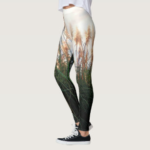 Leggings "Whispers of the Wind : The White Pampas Grasses"