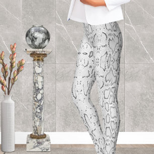 Leggings White Anaconda Snakeskin