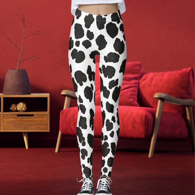 Leggings White And Black Spots Pattern Safari Leopard Print (Créateur téléchargé)