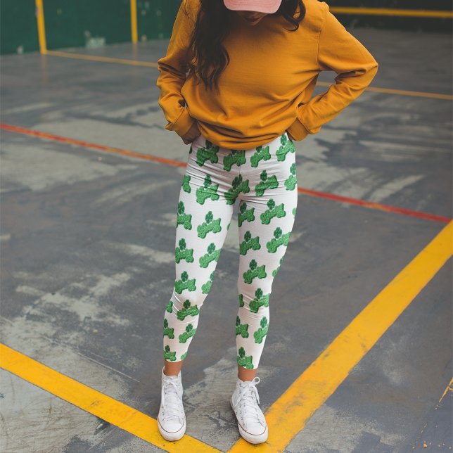 Leggings White Green Lucky Clover Leaf St. Patrick's Day (Créateur téléchargé)