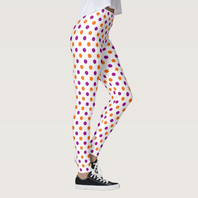 Leggings White Purple Orange Polka Dots Pattern (Droite)