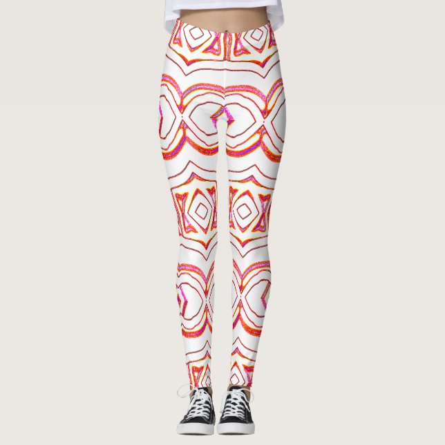 Leggings White red seamless pattern "Ratti_Creative_Arts" (Devant)