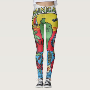 Leggings WI de coucher du soleil de carte de la Dominique