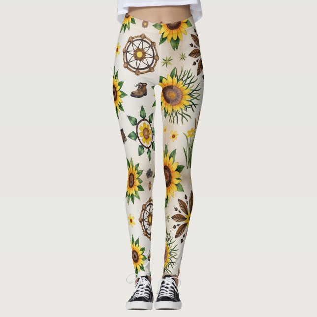 Leggings Wildflowers And Natural Seamless Pattern (Devant)