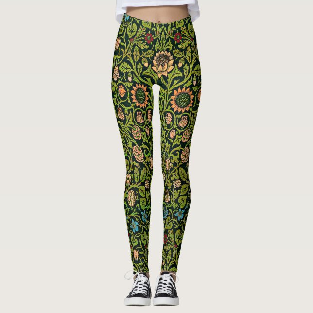 Leggings William Morris - Ancolie, vert foncé, Case-Mate (Devant)