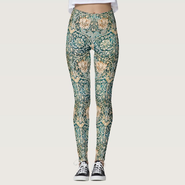Leggings William Morris Antique Honeysuckle Motif Floral (Devant)