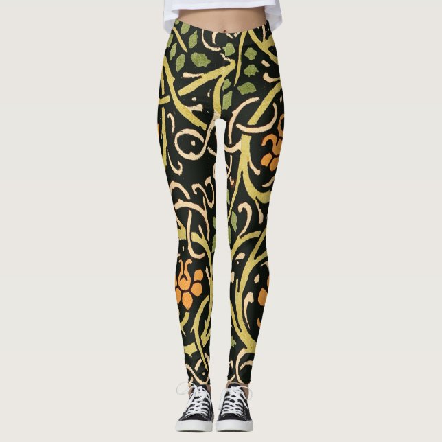 Leggings William Morris Black Floral Art (Devant)