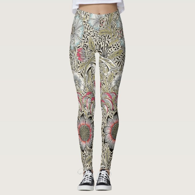 Leggings William Morris Corncocktail fond d'écran floral (Devant)