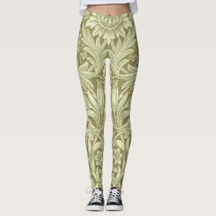 Leggings William Morris Fleur verte tournesol