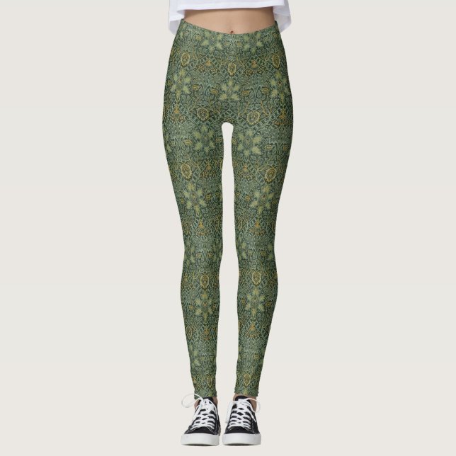 Leggings William Morris Ispahan Vert sarcelle Floral Art (Devant)