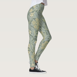 Leggings William Morris Jasmine Bleu Vert Art Botanique