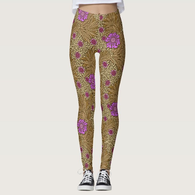 Leggings William Morris Marigold, Brown, beige et violet (Devant)