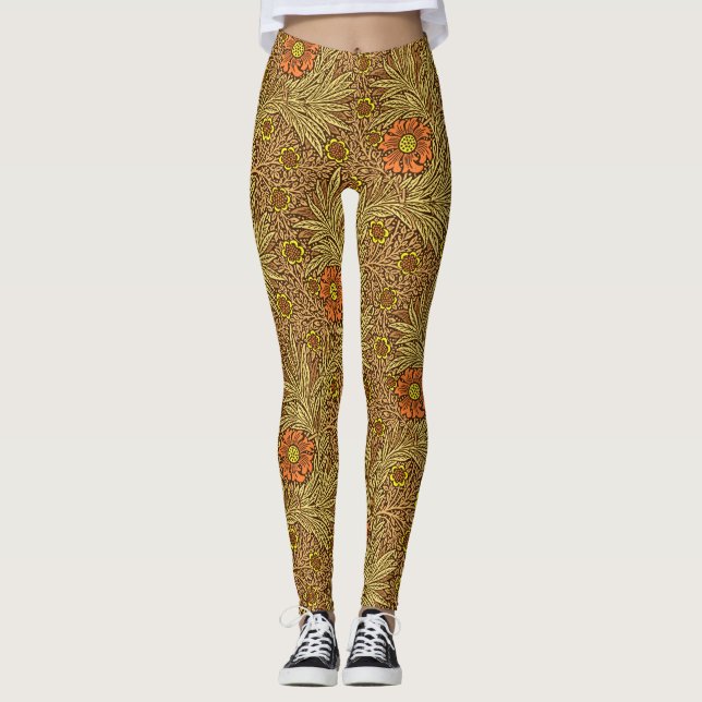 Leggings William Morris Marigold, Cuivre Brown et orange (Devant)