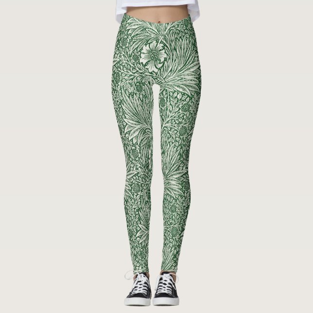 Leggings william morris marigold vert floral fleur (Devant)