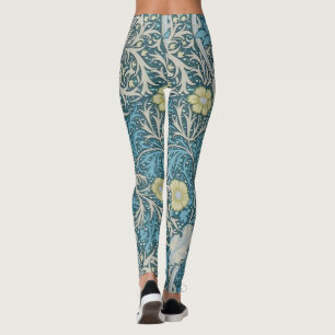 Leggings William Morris, motif Art nouveau, algues, bleu, f