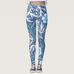 Leggings William Morris Motif bleu d'algues