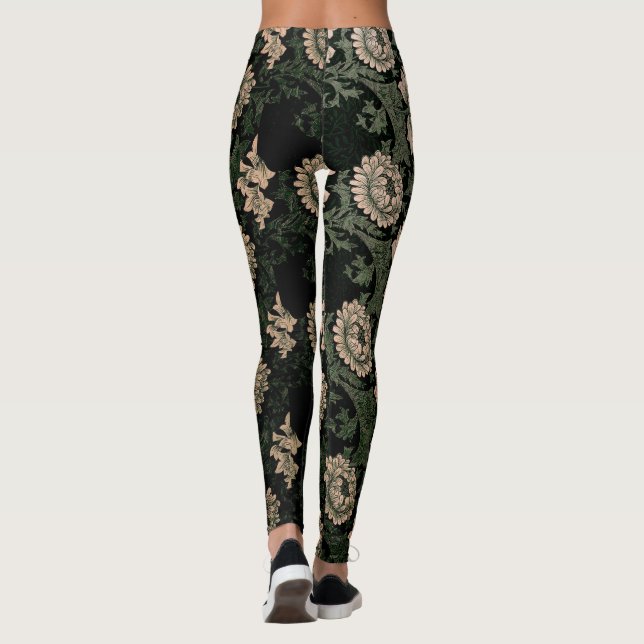 Leggings William Morris, motif, redessiné, couleurs sombres (Dos)