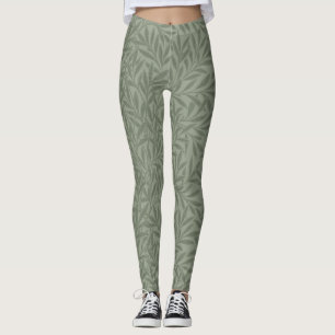 Leggings William Morris Motif Saule Antique Vert Sauge