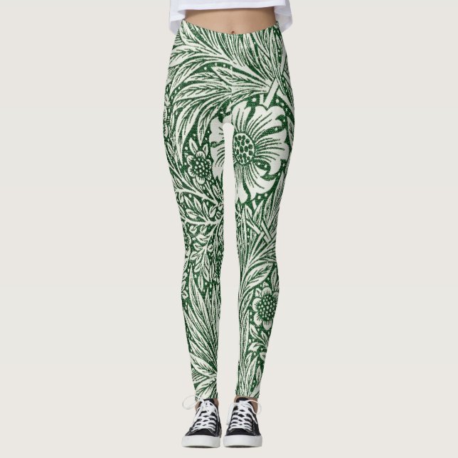 Leggings william morris souci vert floral fleur (Devant)
