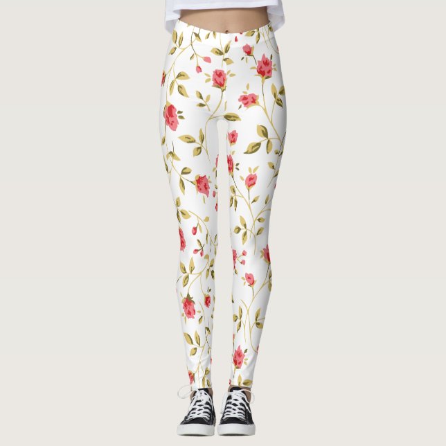 Leggings William Morris Strawberry Thief Motif floral  (Devant)