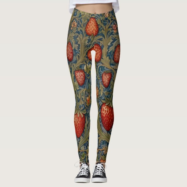 Leggings William Morris Strawberry Thief Motif floral (Devant)