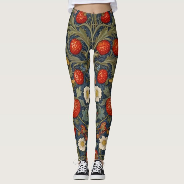 Leggings William Morris Strawberry Thief Motif floral (Devant)