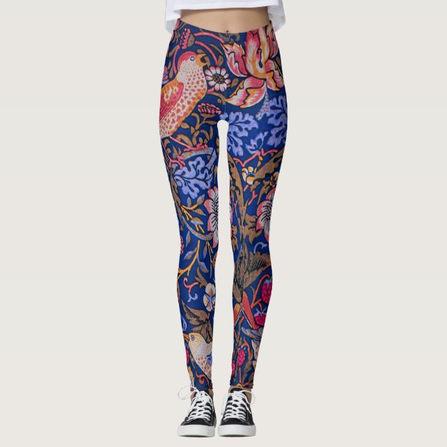 Leggings William Morris Strawberry Thief Motif floral (Devant)
