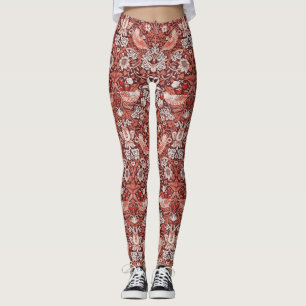 Leggings William Morris Strawberry Thief Oiseau en Terracot