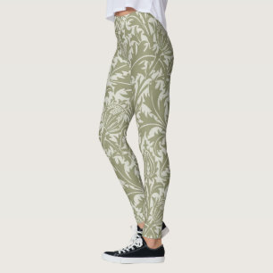 Leggings William Morris Thistle Sage Green Motif