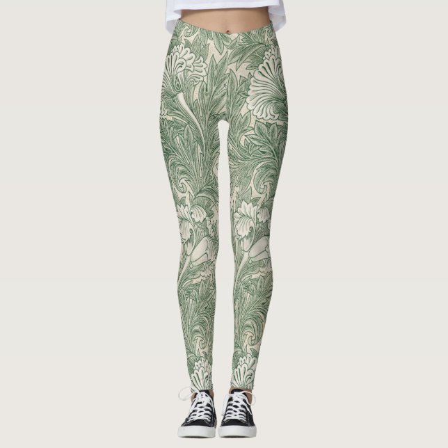 Leggings william morris tulip wallpaper textile green (Devant)